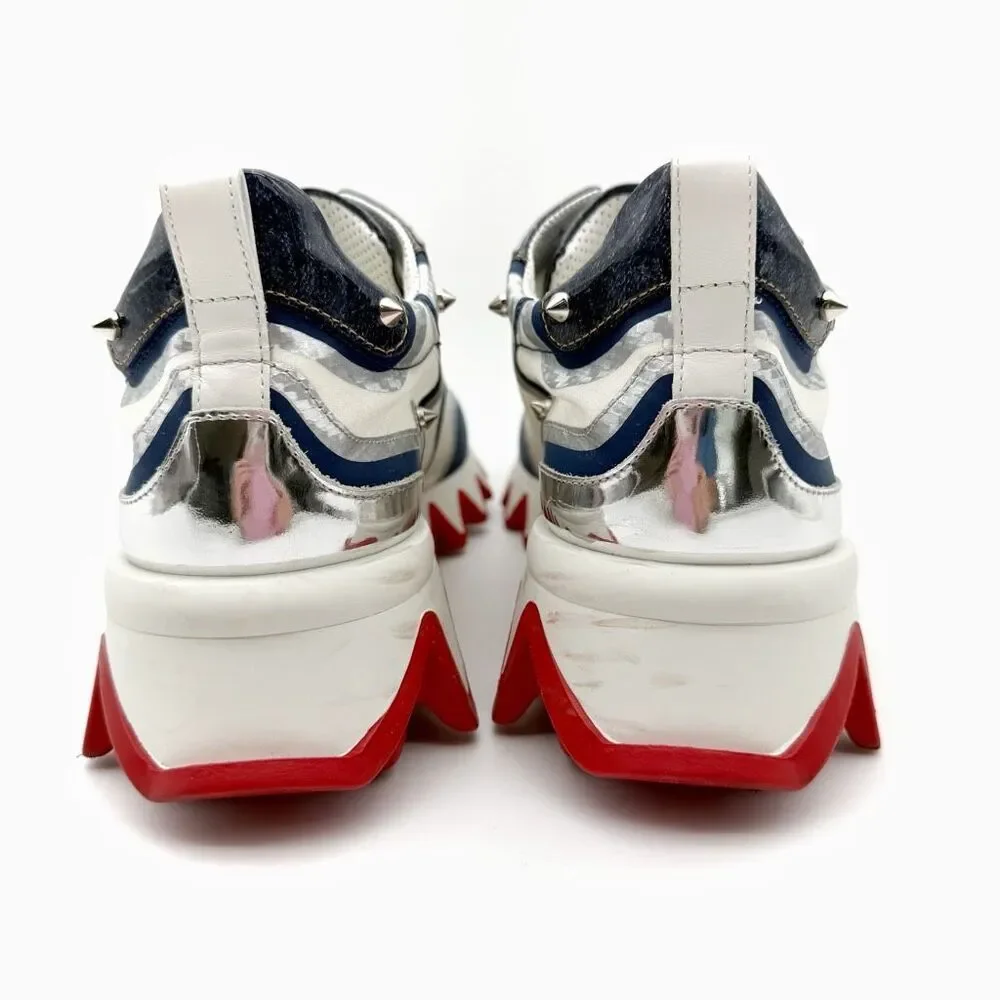 CHRISTIAN LOUBOUTIN Sharkina Blue Mesh Sneaker Size 38 US 8 Low Top Lace Up